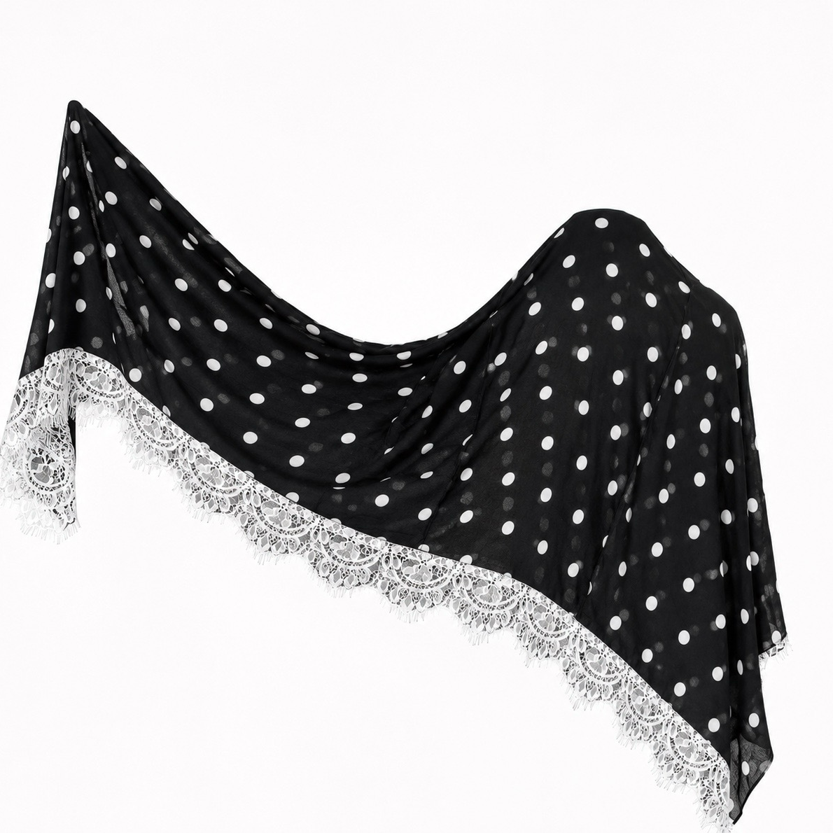 Black PolkaLace Modal Hijab