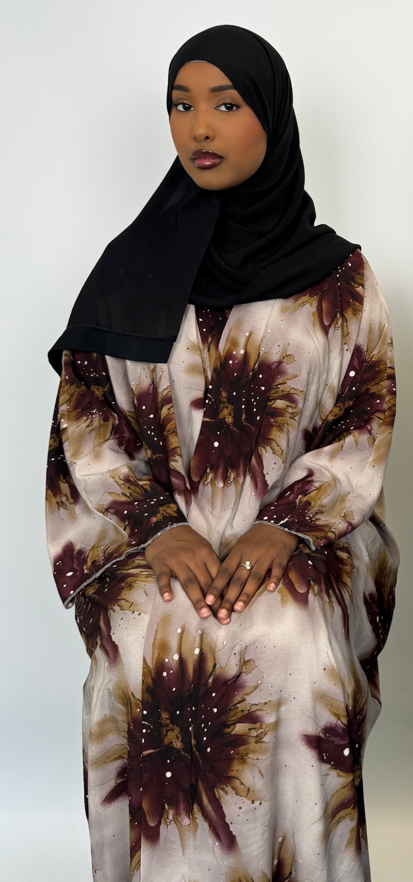 Floral Open Batwing Abaya