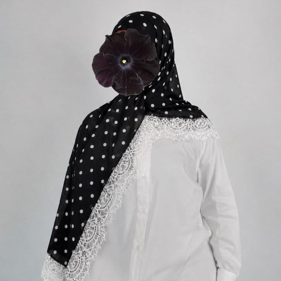 Black PolkaLace Modal Hijab