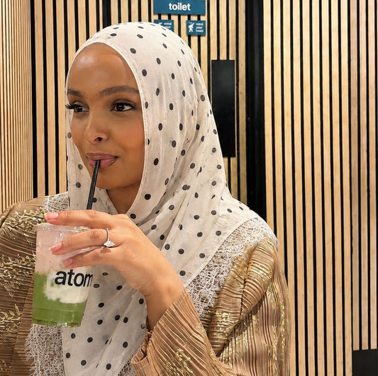 White PolkaLace Modal Hijab