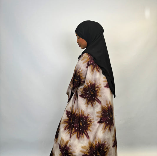 Floral Open Batwing Abaya